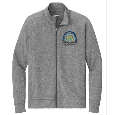 Speech Therapy Speech Language Pathologist SLP Boho Rainbow Stretch Full-Zip Cadet Jacket