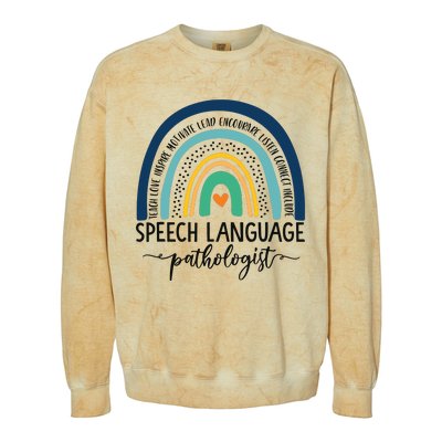 Speech Therapy Speech Language Pathologist SLP Boho Rainbow Colorblast Crewneck Sweatshirt