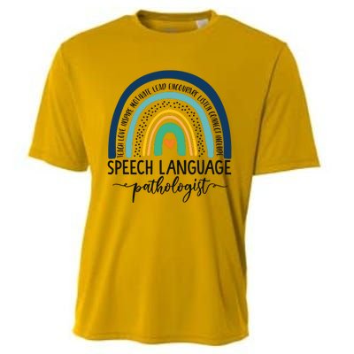 Speech Therapy Speech Language Pathologist SLP Boho Rainbow Cooling Performance Crew T-Shirt