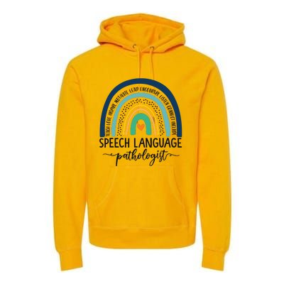 Speech Therapy Speech Language Pathologist SLP Boho Rainbow Premium Hoodie