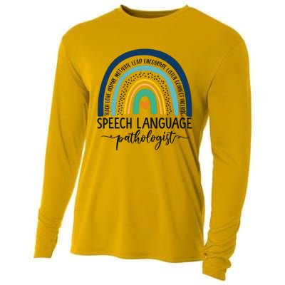 Speech Therapy Speech Language Pathologist SLP Boho Rainbow Cooling Performance Long Sleeve Crew