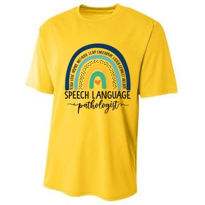 Speech Therapy Speech Language Pathologist SLP Boho Rainbow Performance Sprint T-Shirt