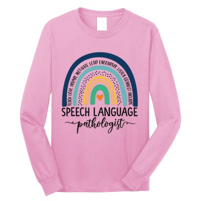 Speech Therapy Speech Language Pathologist SLP Boho Rainbow Long Sleeve Shirt