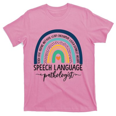 Speech Therapy Speech Language Pathologist SLP Boho Rainbow T-Shirt