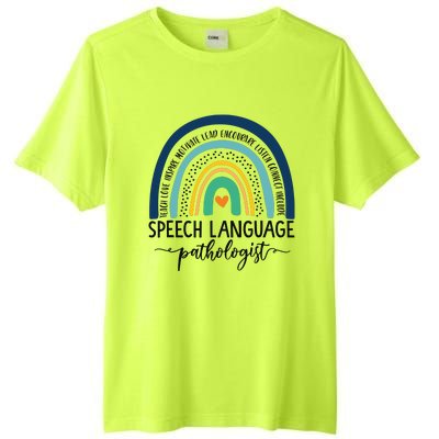 Speech Therapy Speech Language Pathologist SLP Boho Rainbow Tall Fusion ChromaSoft Performance T-Shirt