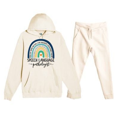 Speech Therapy Speech Language Pathologist SLP Boho Rainbow Premium Hooded Sweatsuit Set