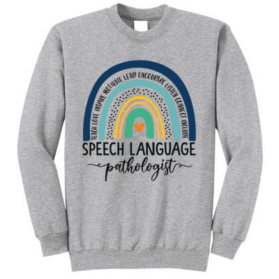 Speech Therapy Speech Language Pathologist SLP Boho Rainbow Tall Sweatshirt