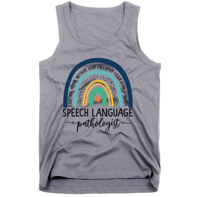 Speech Therapy Speech Language Pathologist SLP Boho Rainbow Tank Top