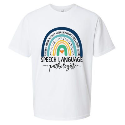 Speech Therapy Speech Language Pathologist SLP Boho Rainbow Sueded Cloud Jersey T-Shirt