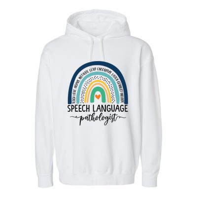 Speech Therapy Speech Language Pathologist SLP Boho Rainbow Garment-Dyed Fleece Hoodie