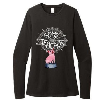 Some Teacher Spiderweb Pig Womens CVC Long Sleeve Shirt