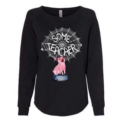 Some Teacher Spiderweb Pig Womens California Wash Sweatshirt