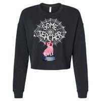 Some Teacher Spiderweb Pig Cropped Pullover Crew