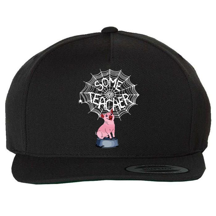 Some Teacher Spiderweb Pig Wool Snapback Cap