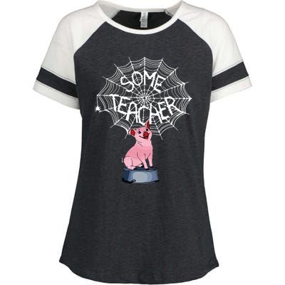 Some Teacher Spiderweb Pig Enza Ladies Jersey Colorblock Tee