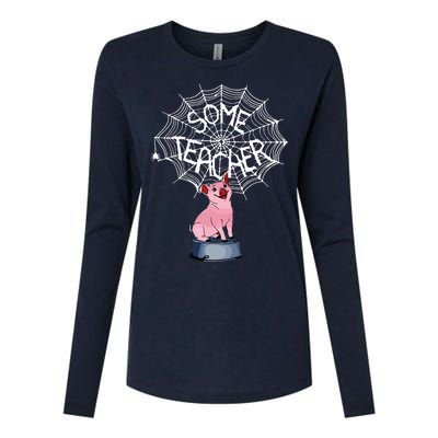 Some Teacher Spiderweb Pig Womens Cotton Relaxed Long Sleeve T-Shirt