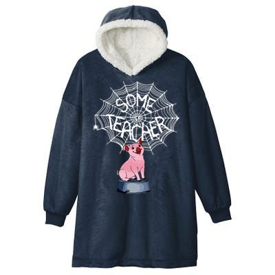 Some Teacher Spiderweb Pig Hooded Wearable Blanket