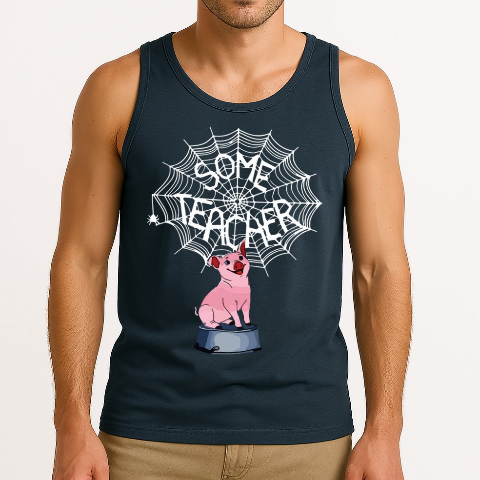 Some Teacher Spiderweb Pig Tank Top