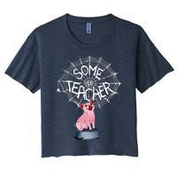 Some Teacher Spiderweb Pig Women's Crop Top Tee