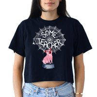 Some Teacher Spiderweb Pig Crop Top