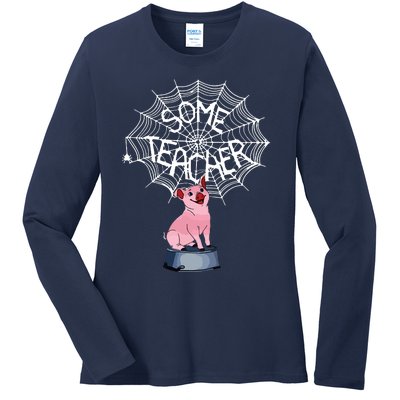 Some Teacher Spiderweb Pig Ladies Long Sleeve Shirt