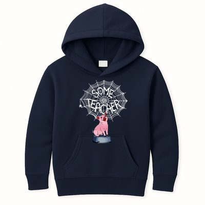 Some Teacher Spiderweb Pig Kids Hoodie