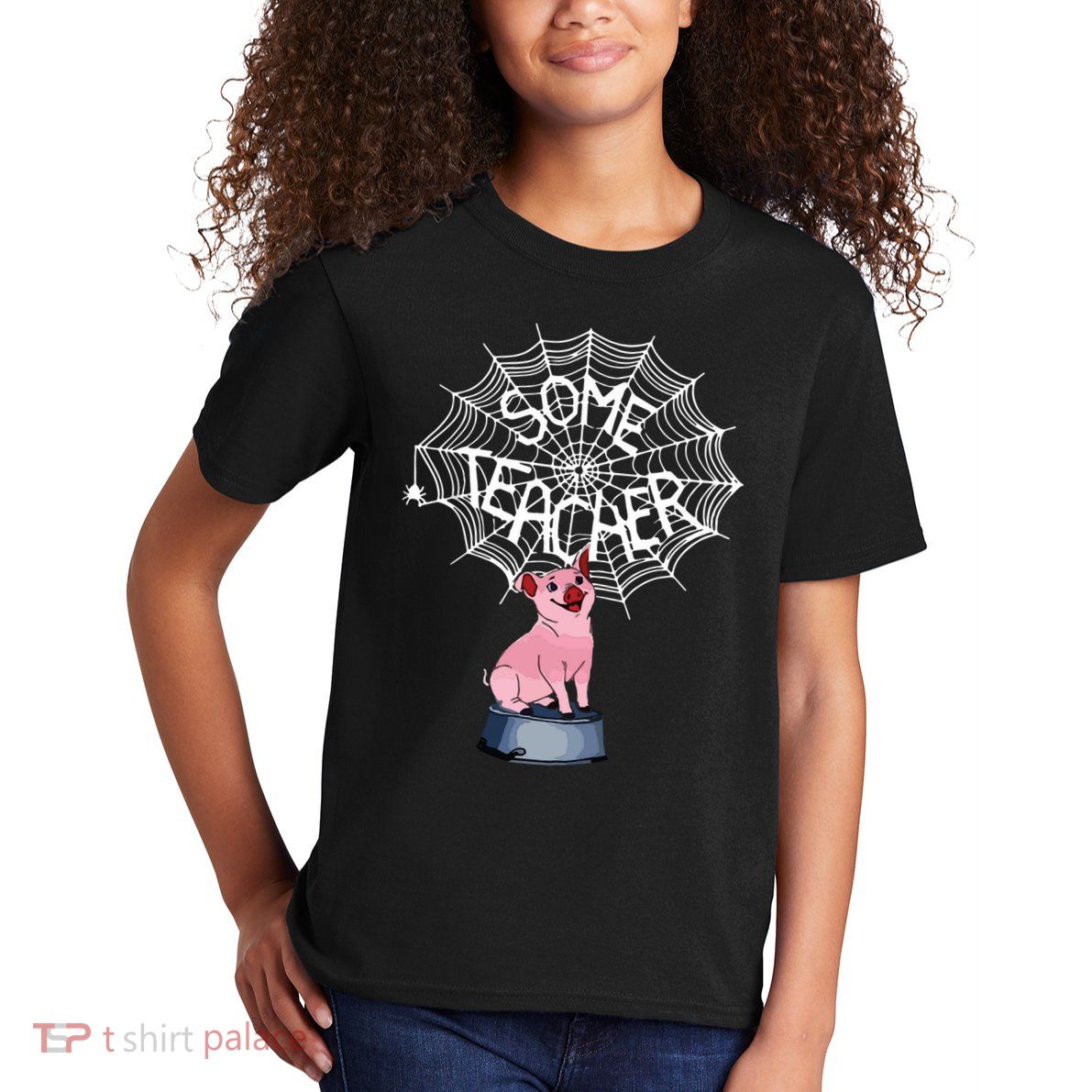 Some Teacher Spiderweb Pig Kids T-Shirt