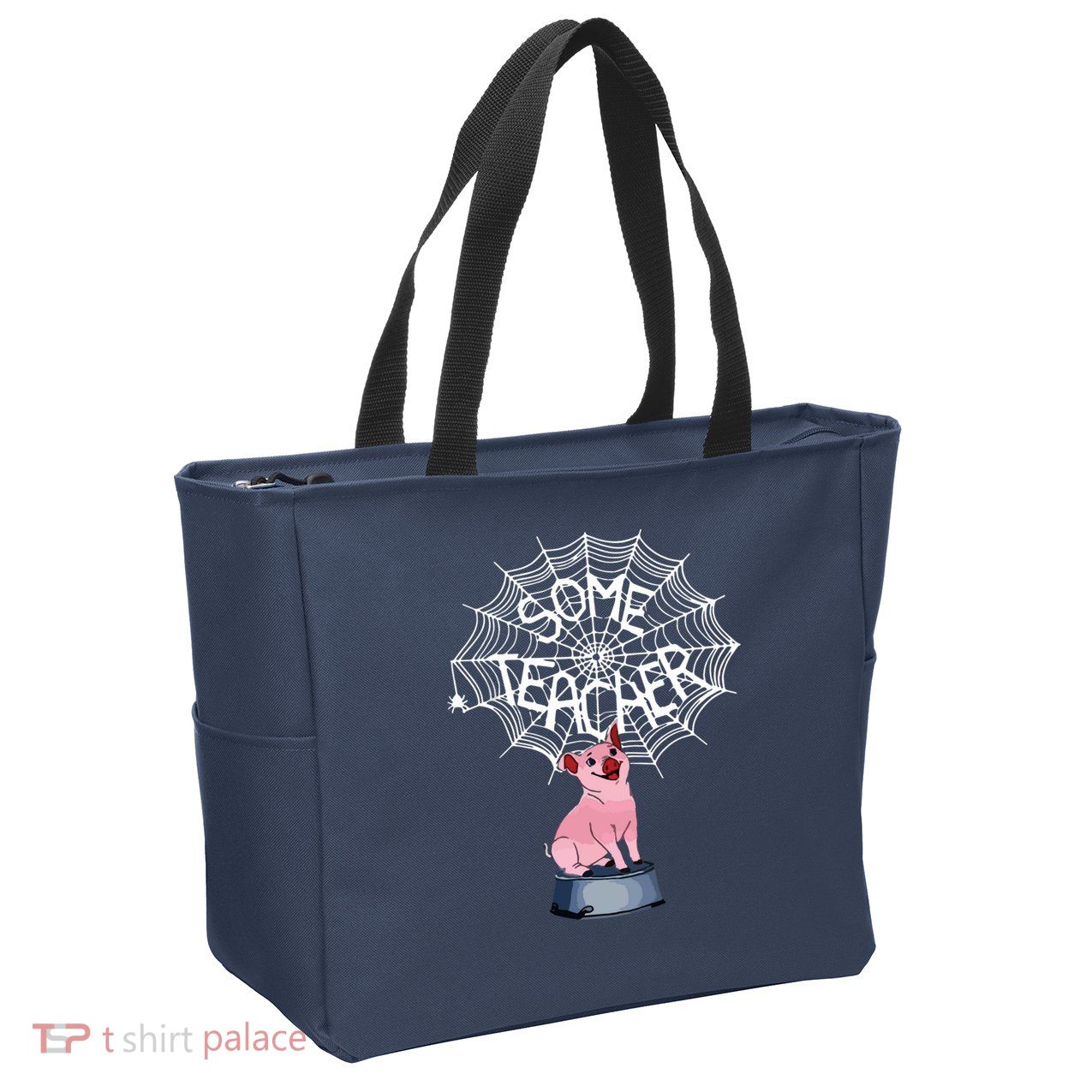 Some Teacher Spiderweb Pig Zip Tote Bag