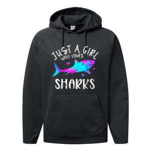 Shark Tshirt Shark Lover Tshirt Girls Funny Shark Performance Fleece Hoodie