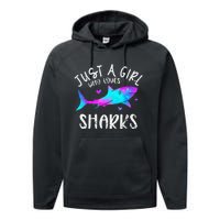 Shark Tshirt Shark Lover Tshirt Girls Funny Shark Performance Fleece Hoodie