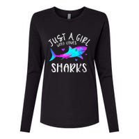 Shark Tshirt Shark Lover Tshirt Girls Funny Shark Womens Cotton Relaxed Long Sleeve T-Shirt