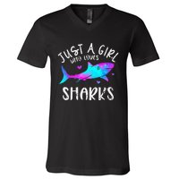 Shark Tshirt Shark Lover Tshirt Girls Funny Shark V-Neck T-Shirt