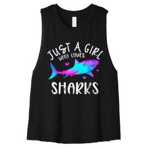 Shark Tshirt Shark Lover Tshirt Girls Funny Shark Women's Racerback Cropped Tank