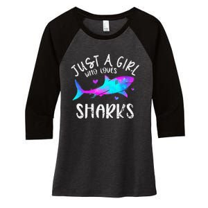 Shark Tshirt Shark Lover Tshirt Girls Funny Shark Women's Tri-Blend 3/4-Sleeve Raglan Shirt