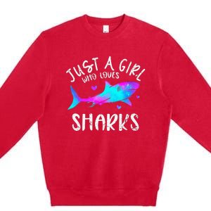 Shark Tshirt Shark Lover Tshirt Girls Funny Shark Premium Crewneck Sweatshirt