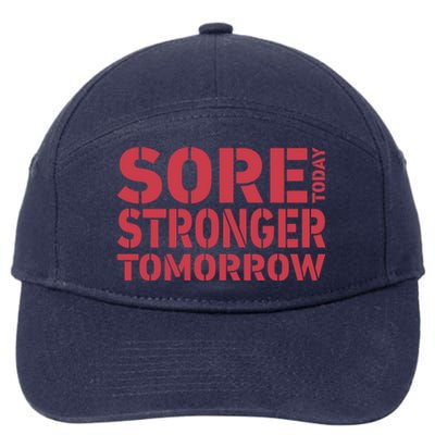 Sore Today Stronger Tomorrow Get In Shape Exercise And Workout Gift 7-Panel Snapback Hat