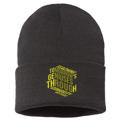 Science Teacher Scientist Teaching Tomorrows Geniuses Quote Sustainable Knit Beanie