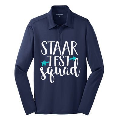 Staar Test Squad Elementary Teacher Test Day Silk Touch Performance Long Sleeve Polo