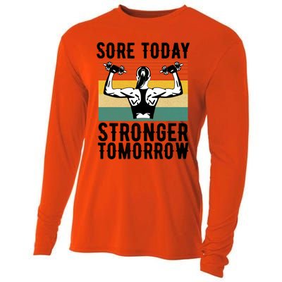 Sore Today Stronger Tomorrow Gym Fitness Funny Gift Funny Gift Cooling Performance Long Sleeve Crew