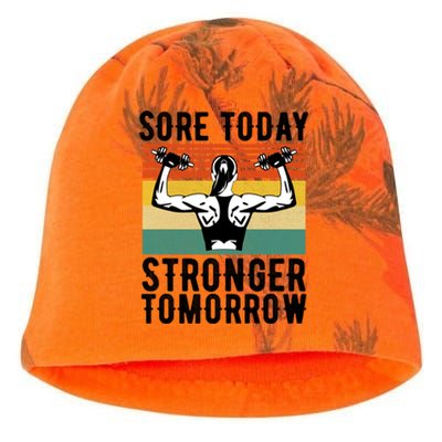 Sore Today Stronger Tomorrow Gym Fitness Funny Gift Funny Gift Kati - Camo Knit Beanie