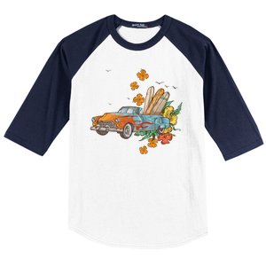 Surfing Tropical Summer Retro Truck Baseball Sleeve Shirt