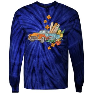 Surfing Tropical Summer Retro Truck Tie-Dye Long Sleeve Shirt