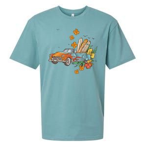 Surfing Tropical Summer Retro Truck Sueded Cloud Jersey T-Shirt