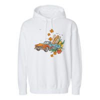 Surfing Tropical Summer Retro Truck Garment-Dyed Fleece Hoodie