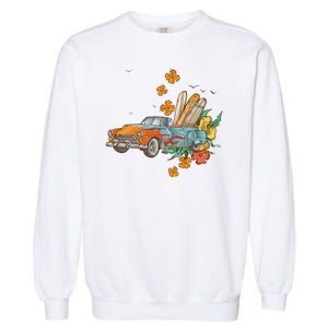 Surfing Tropical Summer Retro Truck Garment-Dyed Sweatshirt