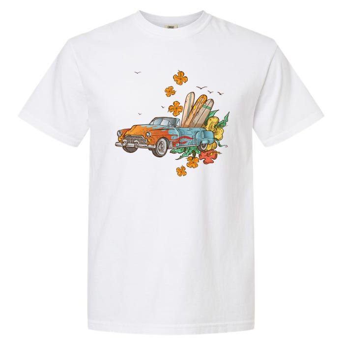 Surfing Tropical Summer Retro Truck Garment-Dyed Heavyweight T-Shirt