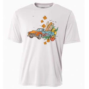 Surfing Tropical Summer Retro Truck Cooling Performance Crew T-Shirt