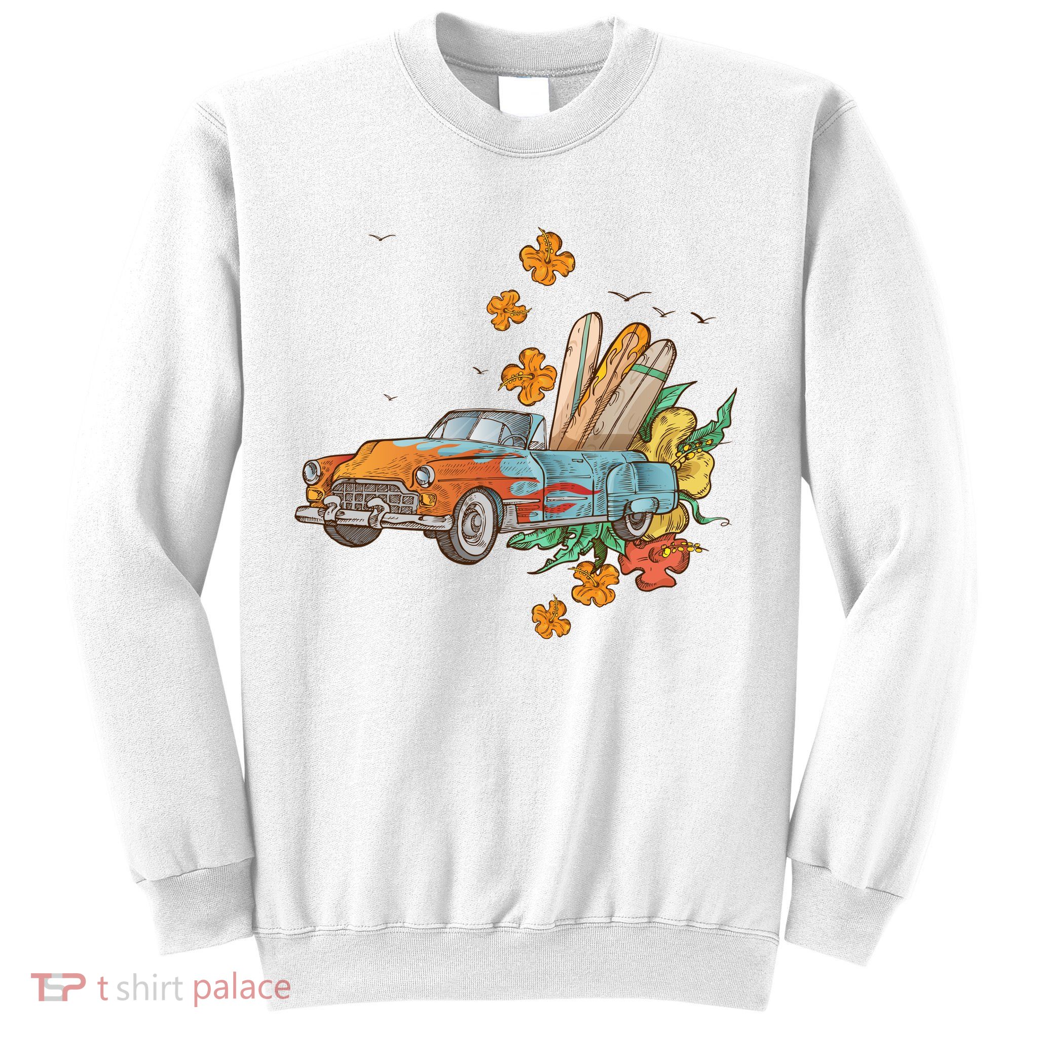 Surfing Tropical Summer Retro Truck Sweatshirt