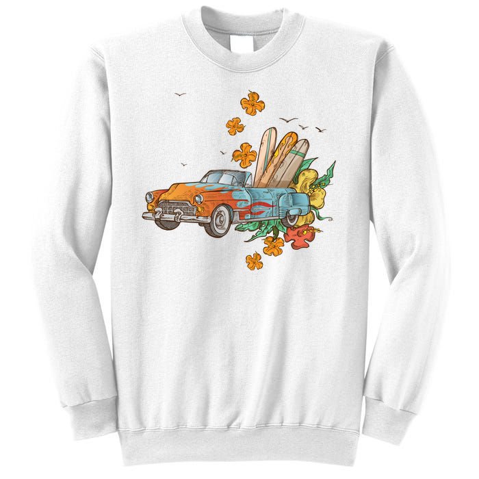 Surfing Tropical Summer Retro Truck Sweatshirt