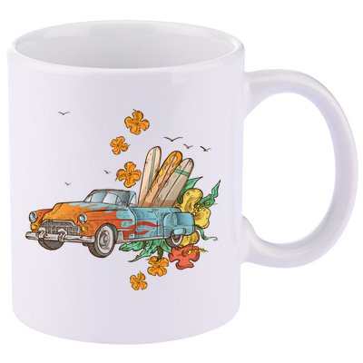 Surfing Tropical Summer Retro Truck 11oz C Handle Ceramic Mug